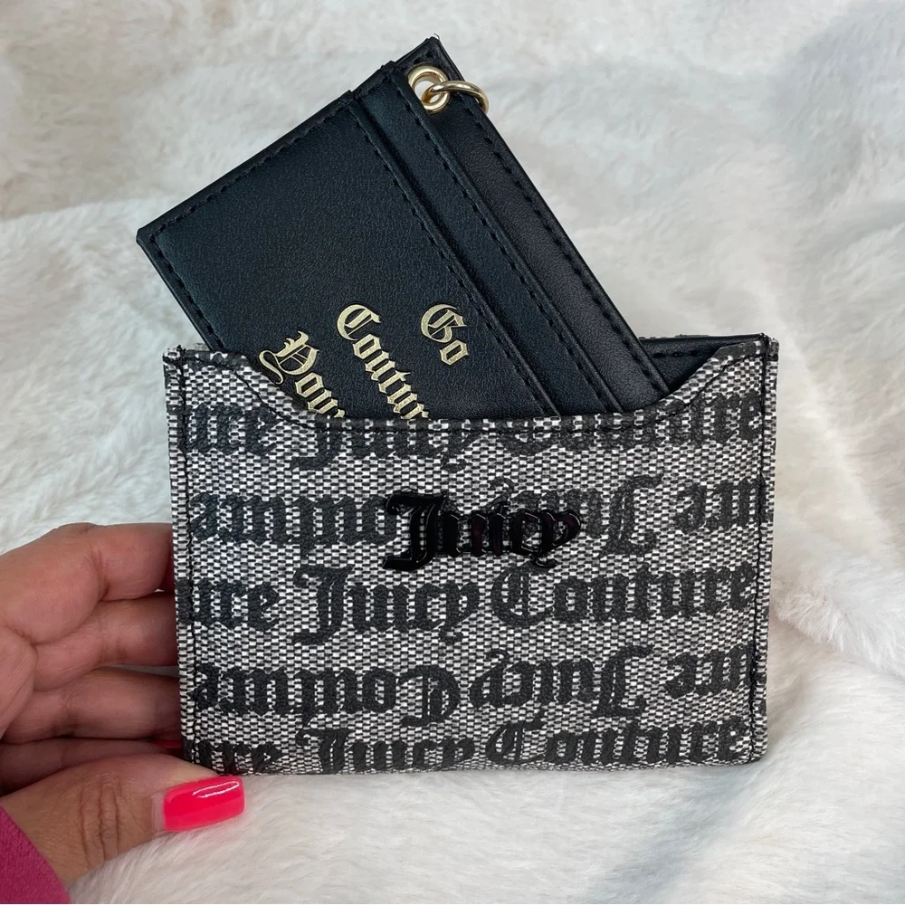 NEW Juicy‎ Couture Gothic Logo Wallet and Heart Coin Purse Set Black
